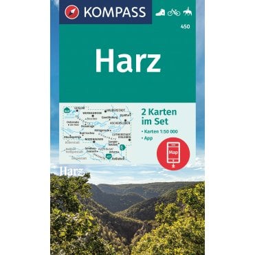 Harz (2 map set) | Kompass hiking map 450