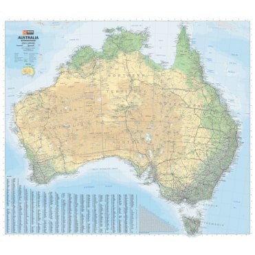 Australia road & terrain wall map (Rolled)
