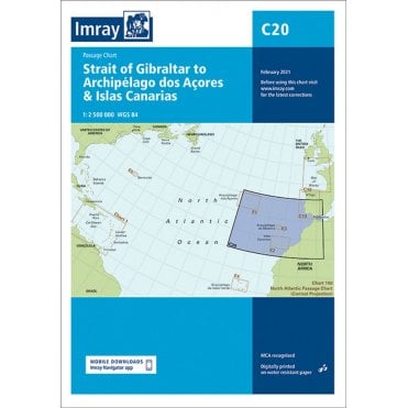 Chart C20: Strait of Gibraltar to Archipélago dos Açores & Islas Canarias Passage Chart