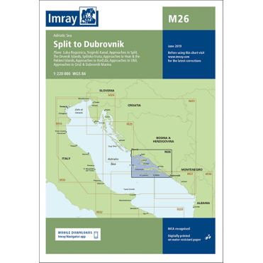 Chart M26: Split to Dubrovnik