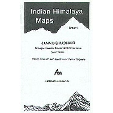 India Himalaya Map 1: Jammu & Kashmir (Srinagar Kolohoi Glacier Kishtwar area