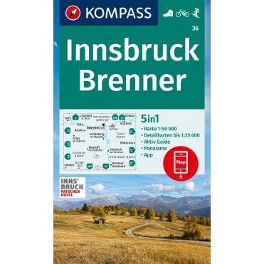 Innsbruck, Brenner | Kompass hiking map 36