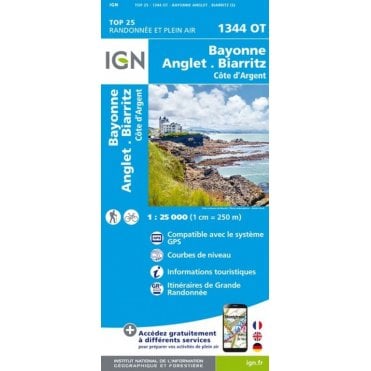 1344OT - Bayonne / Anglet / Biarritz / Côte d'Argent map