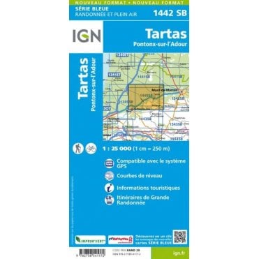 1442SB - Tartas / Pontonx-sur-l'Adour map