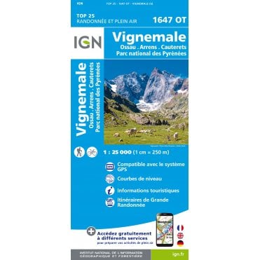 1647OT - Vignemale / Ossau / Arrens / Cauterets PNR map