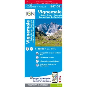 1647OTR - Vignemale / Ossau / Arrens / Cauterets PNR (Waterproof) map