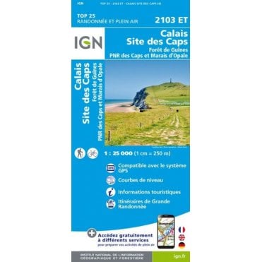 2103ET - Calais Site des Caps / Forêt de Guînes PNR map