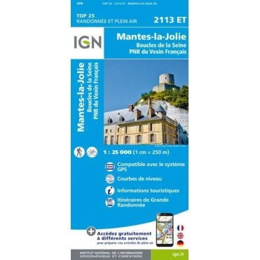 2113ET - Mantes-la-Jolie / Boucles de la Seine / PNR Vexin Fr. map