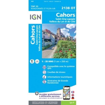 2138OT - Cahors / St-Cirq-Lapopie / Vallée du Lot et du Célé map