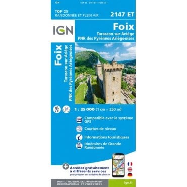 2147ET - Foix / Tarascon-sur-Ariège / PNR Pyrénées Ariégeoises map