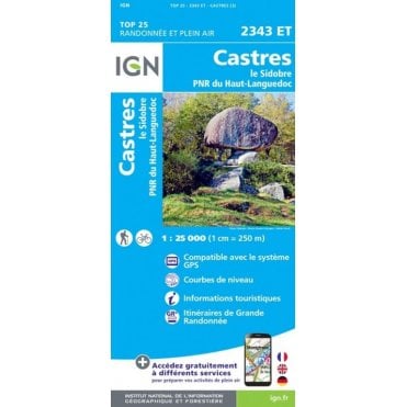 2343ET - Castres / Le Sidobre / PNR du Haut-Languedoc map