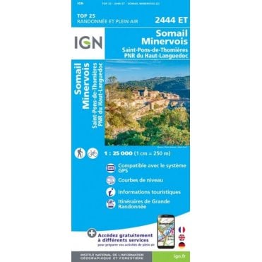 2444ET - Somail / Minervois / St-Pons-de-Thomières PNR map