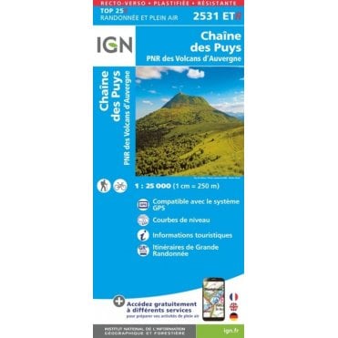 2531ETR - Chaîne des Puys / Monts-Dômes (Waterproof) map