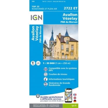 2722ET - Avallon / Vézelay / PNR du Morvan map