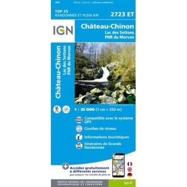 2723ET - Château-Chinon / Lac des Settons / PNR du Morvan map