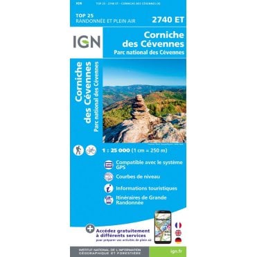 2740ET - Corniche des Cévennes / PNR des Cévennes map