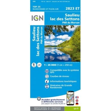 2823ET - Saulieu / Lac des Settons / PNR du Morvan map