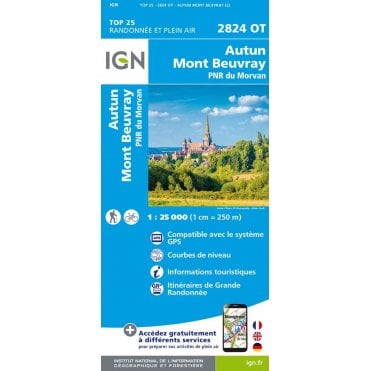 2824OT - Autun / Mont Beuvray / PNR du Morvan map