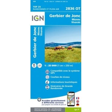 2836OT - Gerbier de Jonc / Mézenc / Vivarais map