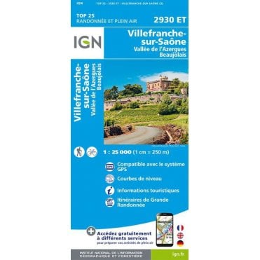 2930ET - Villefranche-sur-Saône / Vallée de l'Azergues/Beaujolais map
