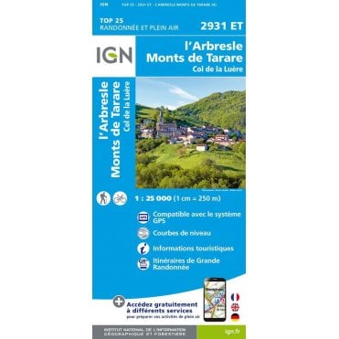 2931ET - L'Arbresle / Monts de Tarare / Col de la Luère map