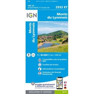 2932ET - Monts du Lyonnais map