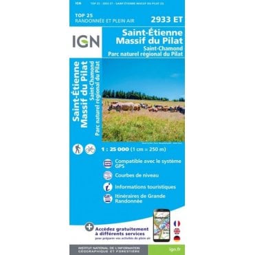 2933ET - St-Etienne / Massif du Pilat / St-Chamond / PNR du Pilat map