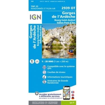 2939OT - Gorges de l'Ardèche / Bourg-St-Andéol map