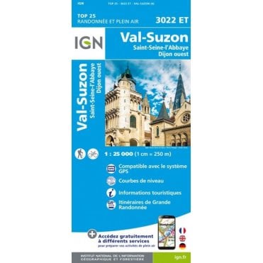 3022ET - Val-Suzon / St-Seine-l'Abbaye / Dijon Ouest map