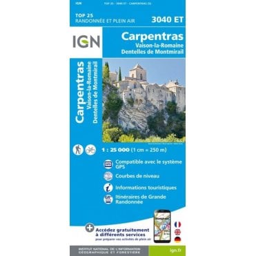 3040ET - Carpentras / Vaison-la-Romaine / Dentelles de Montmirail map