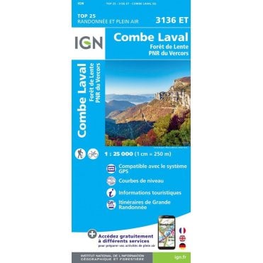 3136ET - Combe Laval / Forêt de Lente / PNR du Vercors map