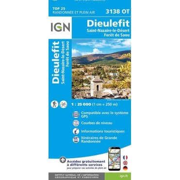 3138OT - Dieulefit / St-Nazaire-le-Désert / Forêt de Saou map