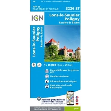3226ET - Lons-le-Saunier / Poligny / Reculée de Baume map