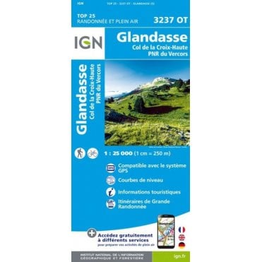 3237OT - Glandasse / Col de la Croix-Haute / PNR du Vercors map