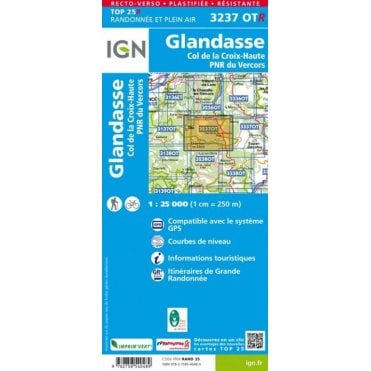 3237OTR - Glandasse / Col de la Croix-Haute / PNR du Vercors (Waterproof) map