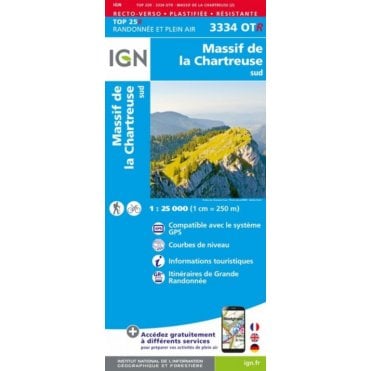 3334OTR - Massif de la Chartreuse Sud (Waterproof) map