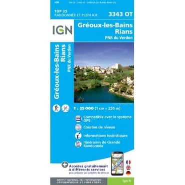 3343OT - Gréoux-les-Bains / Rians / PNR du Verdon map