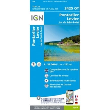 3425OT - Pontarlier / Levier / Lac de St-Point map