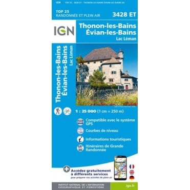 3428ET - Thonon-les-Bains / Evian-les-Bains / Lac Léman map
