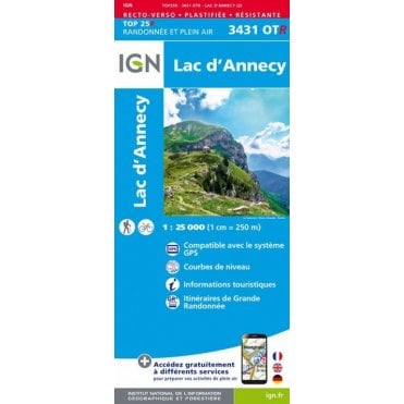 3431OTR - Lac d'Annecy (Waterproof) map