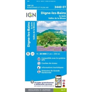 3440ET - Digne-Les-Bains / La Javie / Vallée de La Bléone map
