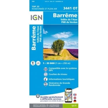 3441OT - Barrême / Vallée de l'Asse / PNR du Verdon map