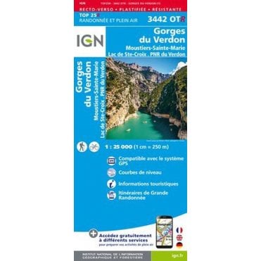 3442OTR - Gorges du Verdon / Moustiers-Ste-Marie / Lac Ste-Croix (Waterproof) map
