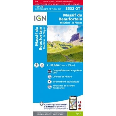 3532OTR - Massif du Beaufortin / Moûtiers / La Plagne (Waterproof) map