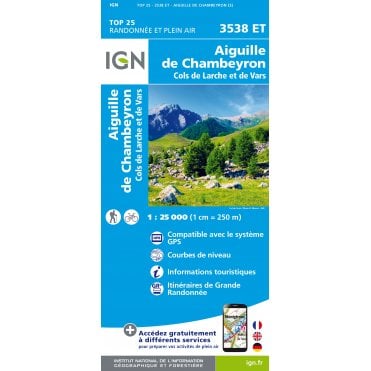 3538ET - Aiguille de Chambeyron / Cols de Larche et de Vars map