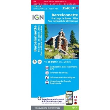 3540OTR - Barcelonnette / Pra-Loup / Le Sauze / Allos (Waterproof) map