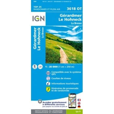3618OT - Le Hohneck/Gérardmer/La Bresse gps PNR Ballons des Vosges map