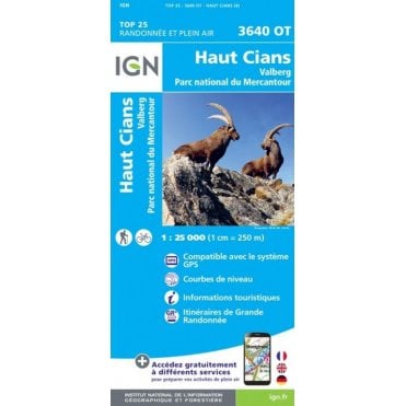 3640OT - Haut Cians / Valberg / PN du Mercantour map