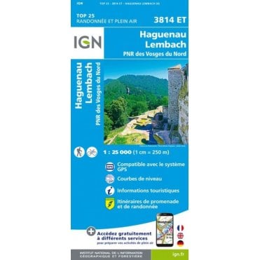 3814ET - Haguenau / Wissemberg / L'Outre-Forêt pnr des Vosges du Nord map