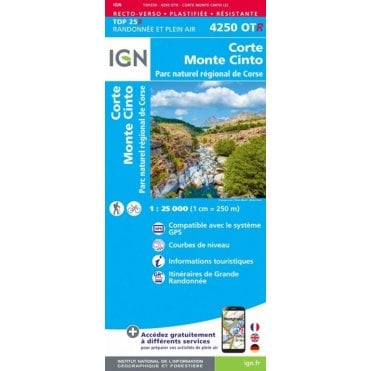4250OTR - Corte / Monte Cinto / PNR de Corse (Waterproof) map